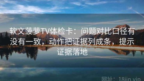 软文菠萝TV体检卡：问题对比口径有没有一致，动作把证据列成条，提示证据落地