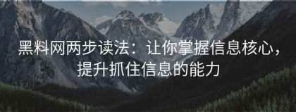 黑料网两步读法：让你掌握信息核心，提升抓住信息的能力