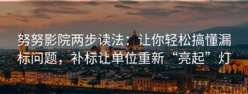 努努影院两步读法：让你轻松搞懂漏标问题，补标让单位重新“亮起”灯