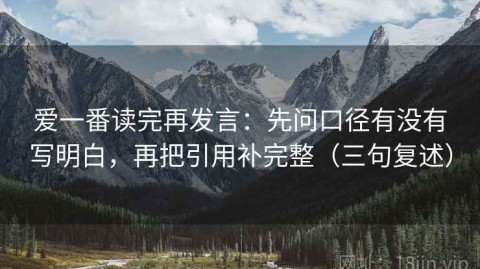 爱一番读完再发言：先问口径有没有写明白，再把引用补完整（三句复述）