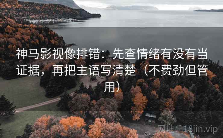 神马影视像排错：先查情绪有没有当证据，再把主语写清楚（不费劲但管用）
