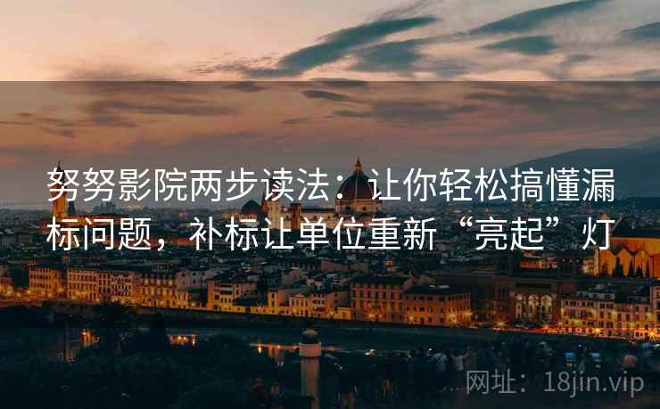 努努影院两步读法：让你轻松搞懂漏标问题，补标让单位重新“亮起”灯