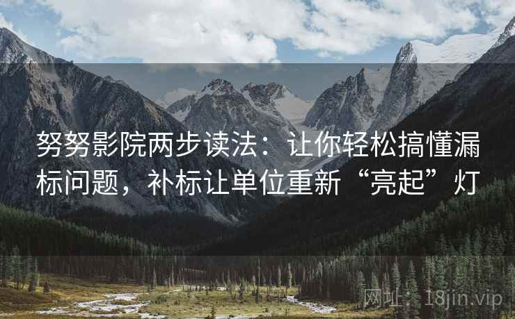 努努影院两步读法：让你轻松搞懂漏标问题，补标让单位重新“亮起”灯